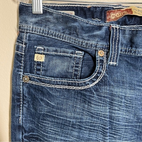 Big Star Mens Pioneer Regular Boot Cut Denim Jeans Size 33 Short Distressed - Picture 8 of 12